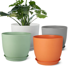 Ferlypote 8 inch multicolor plant pots set of 4 front view
