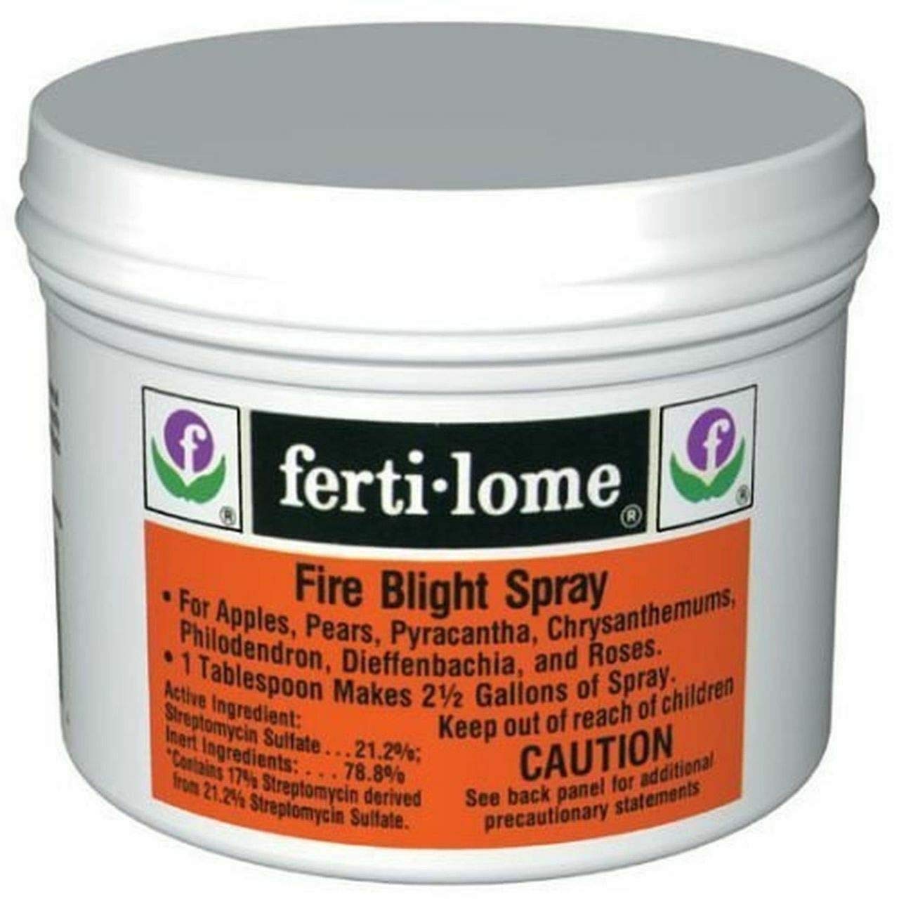ferti-lome Fire Blight Spray 100g powder pack back view with instructions