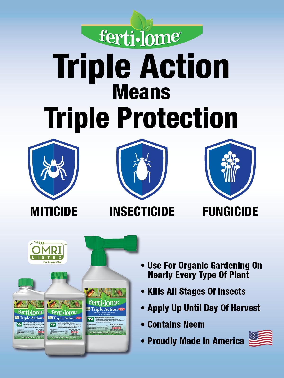 ferti-lome Triple Action Plus Insecticide Fungicide 32 oz label close-up
