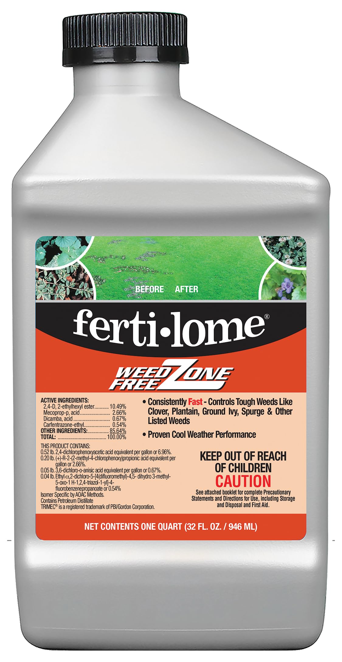 ferti-lome Weed Free Zone Broadleaf Weed Killer Concentrate 32 oz front view