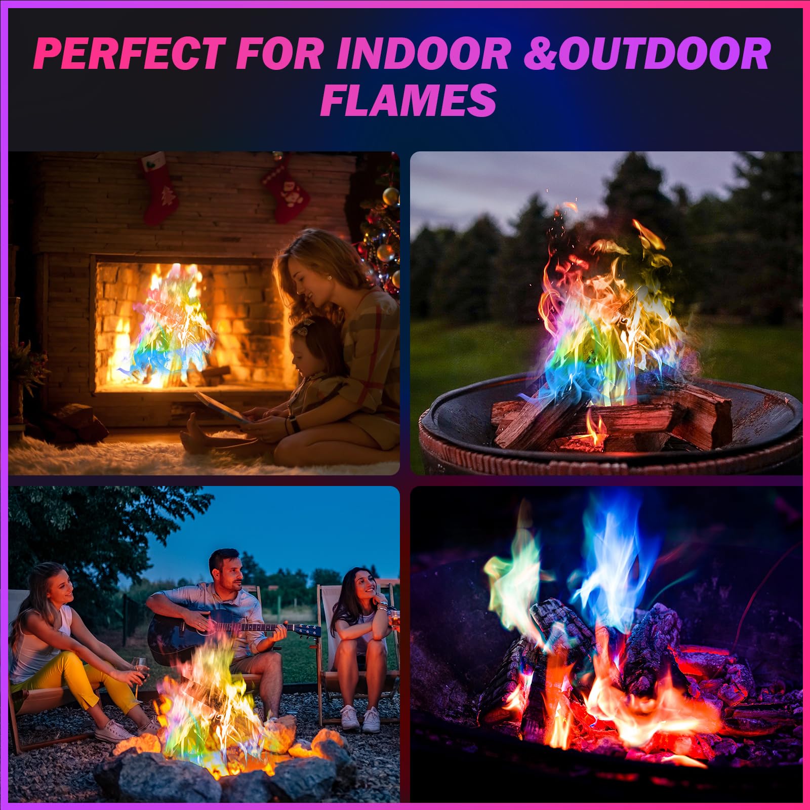 FESTIVALCOS Color Fire Packets at a campfire