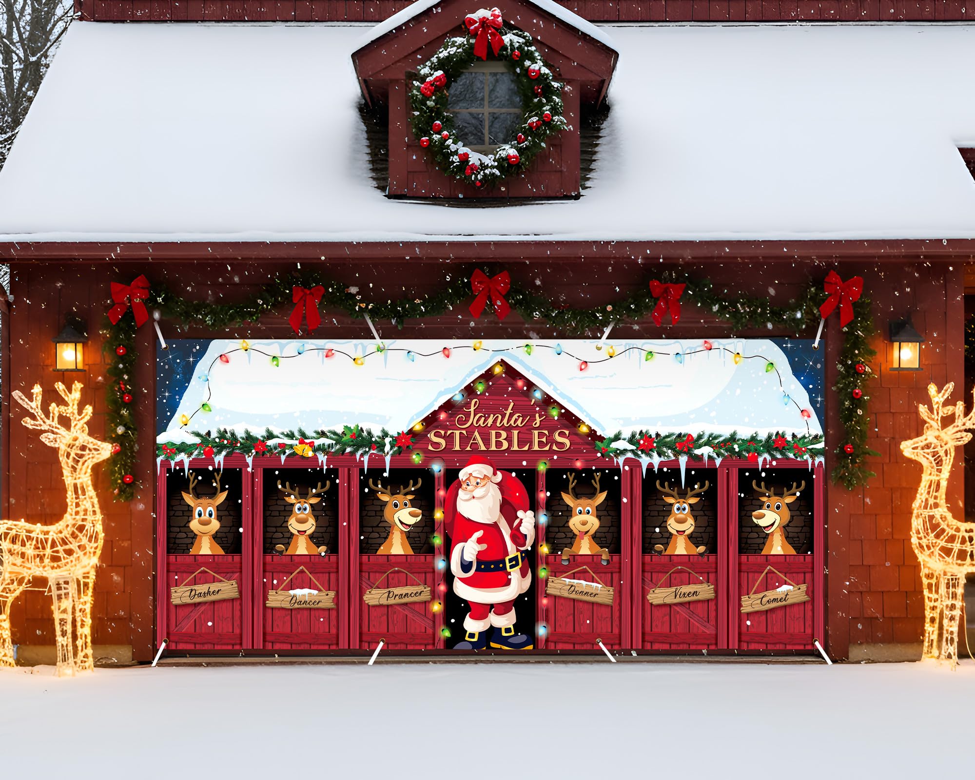 Festive scene created by HunnmingRe garage door cover
