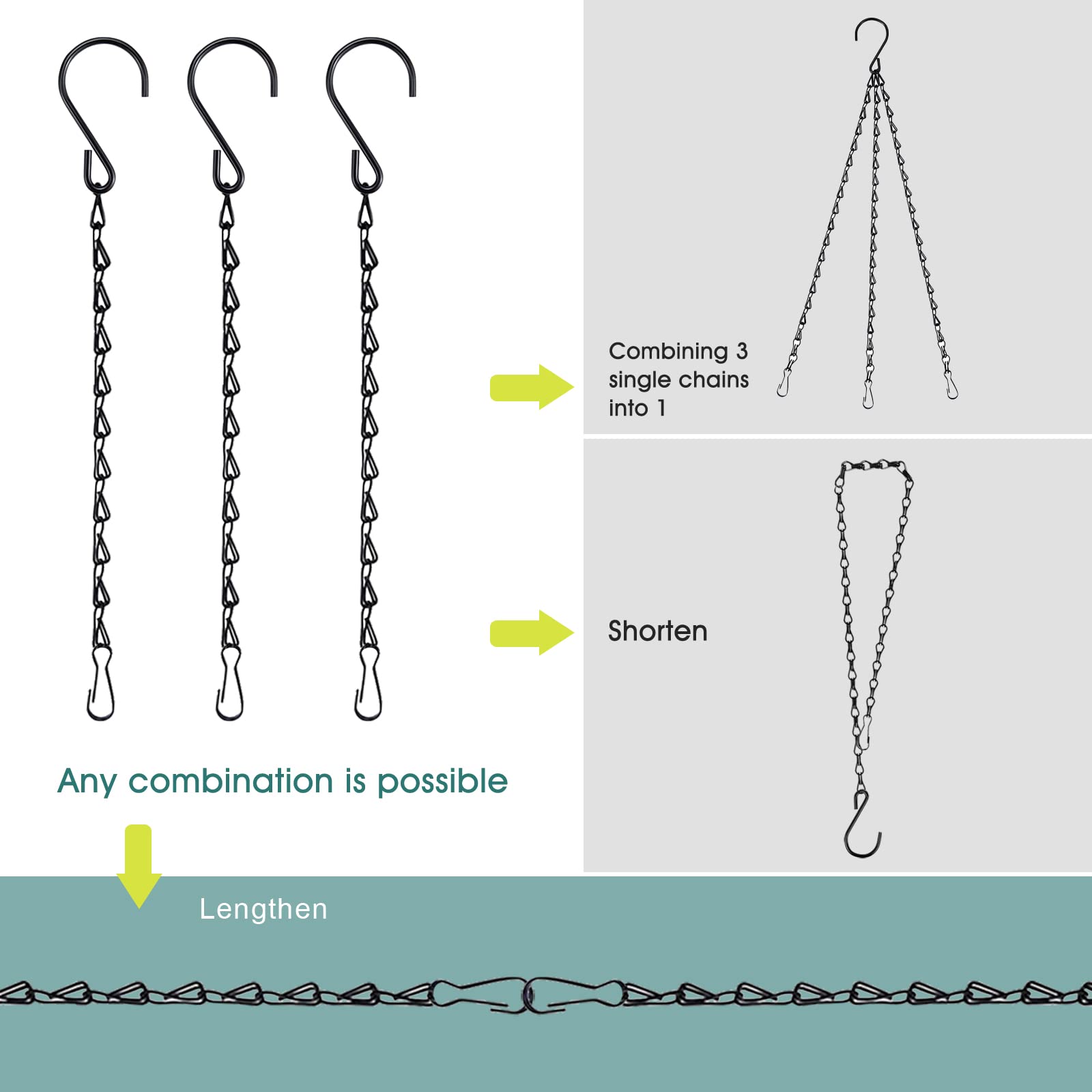 Fetanten 10 Inch black chain with adjustable length