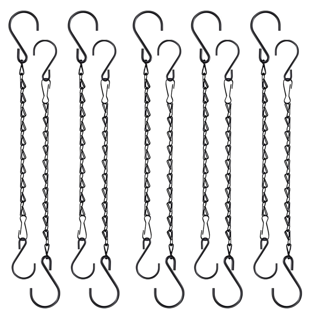 Fetanten 10 Inch black hanging chains with S hooks and clips