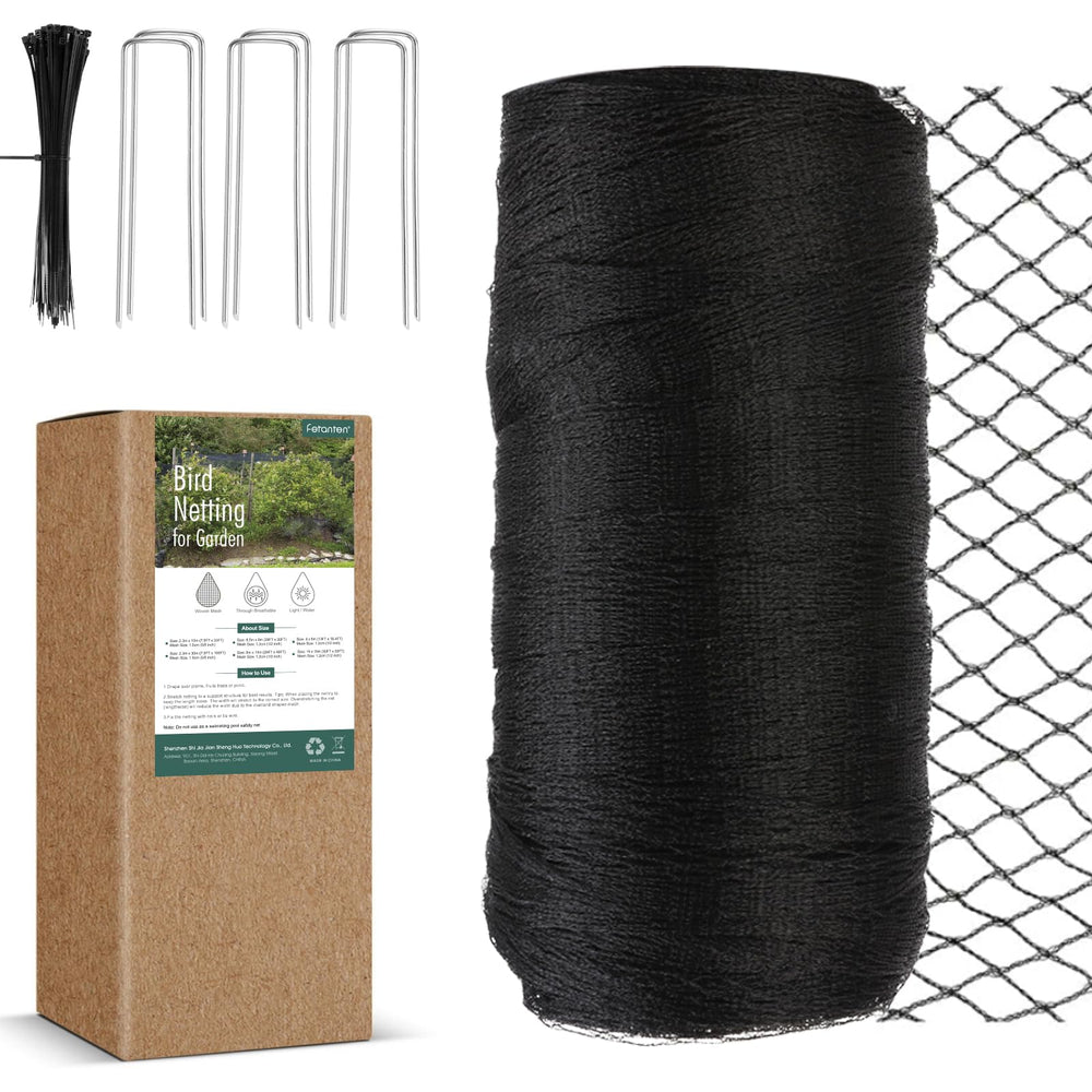 Fetanten Bird Netting 7.5 x 100FT black netting roll front view
