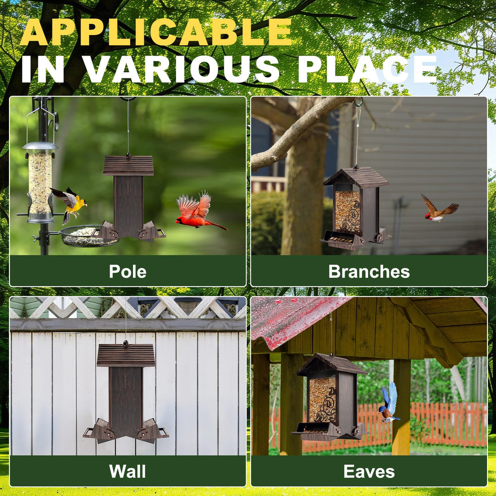 FETUSI Squirrel Proof Bird Feeder, hanging in a garden setting