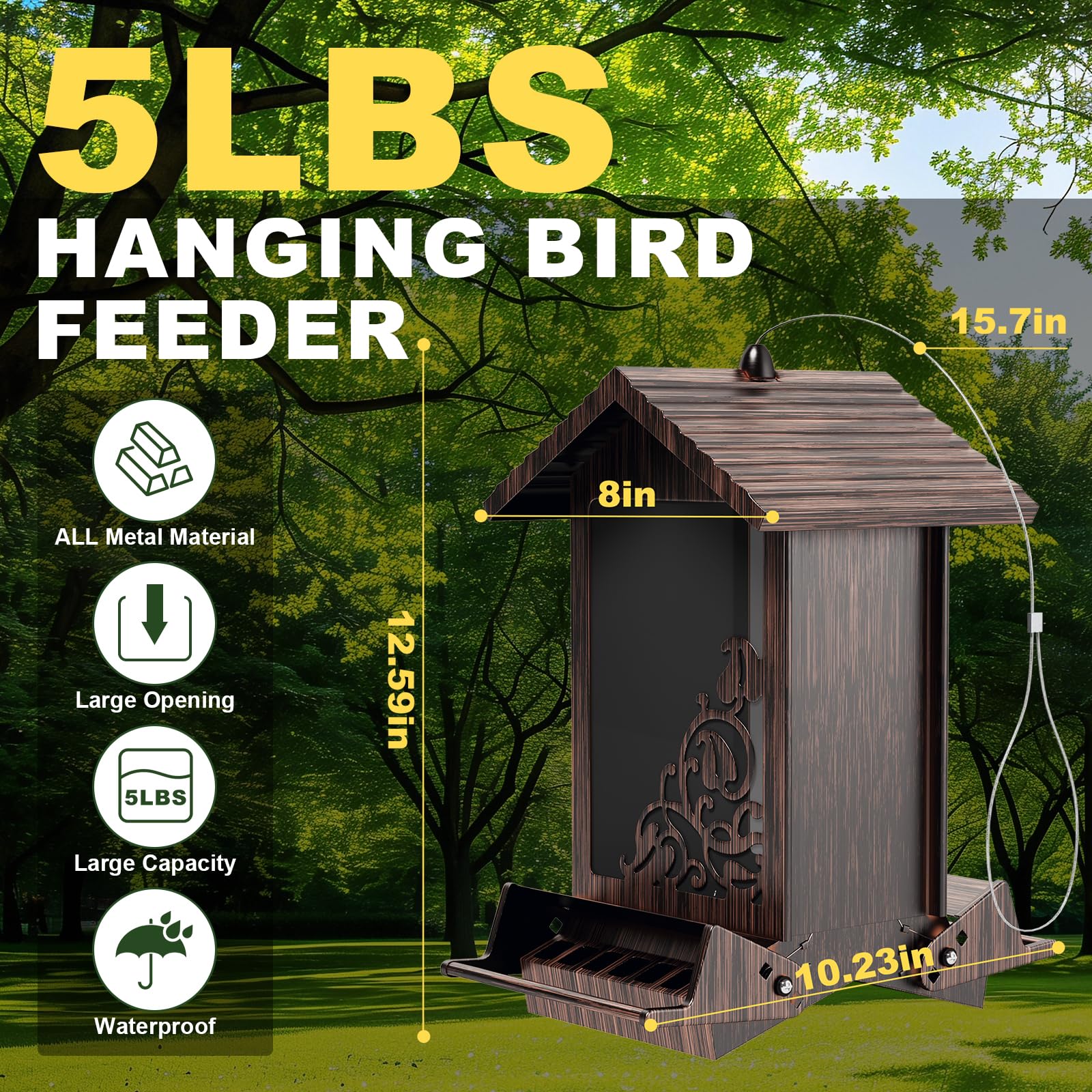 FETUSI Squirrel Proof Bird Feeder, opened for easy filling