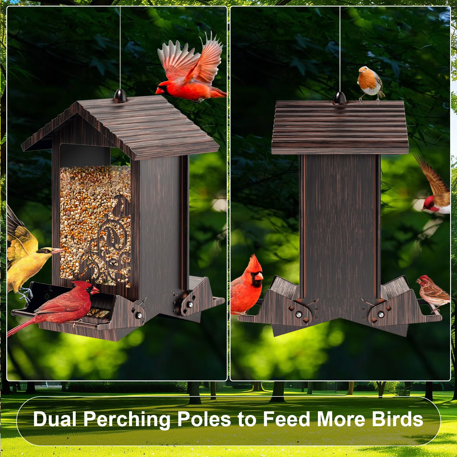 FETUSI Squirrel Proof Bird Feeder, showcasing the metal construction