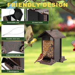 FETUSI Squirrel Proof Bird Feeder, side view with hanging wire