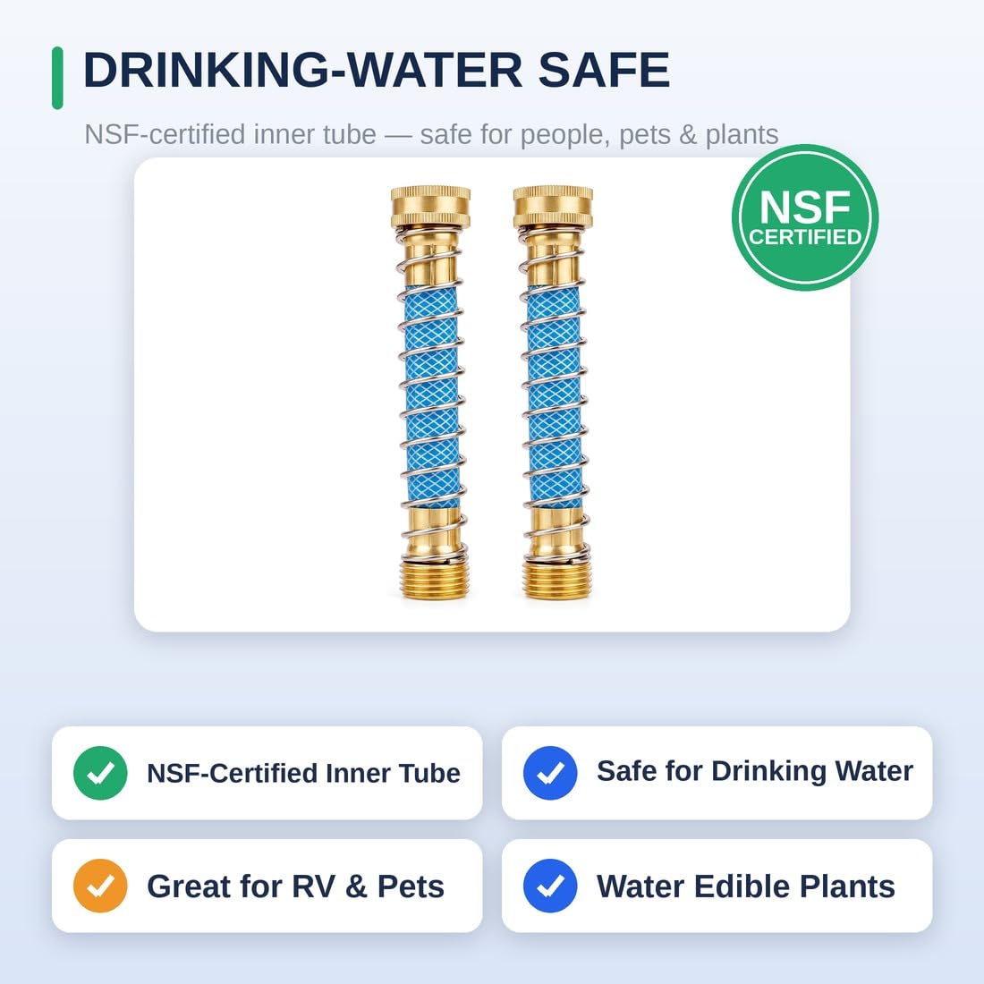 FEVONE Garden Hose Extension Adapter demonstrating connection to outdoor faucet