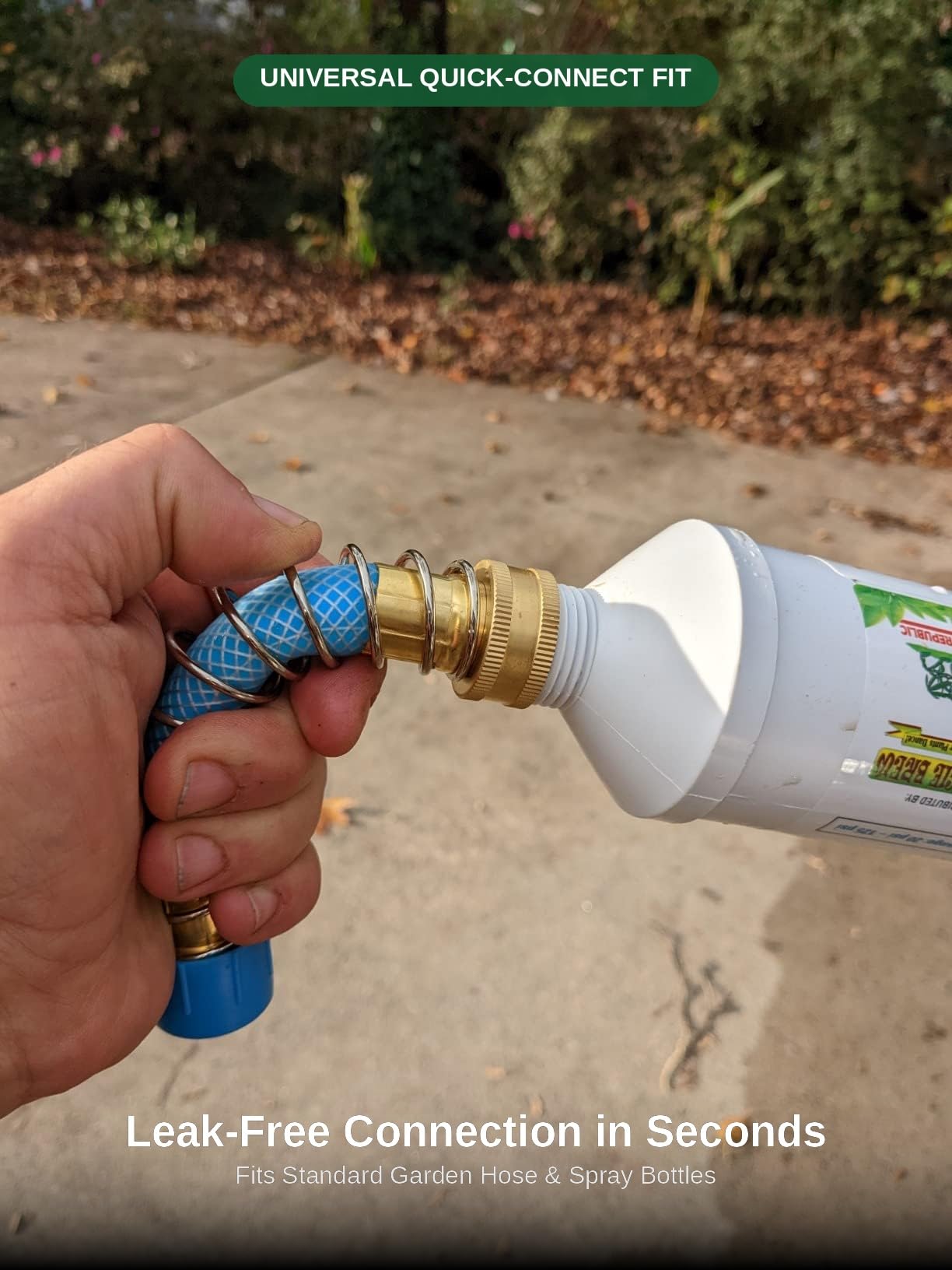 FEVONE Garden Hose Extension Adapter showing coil spring protector