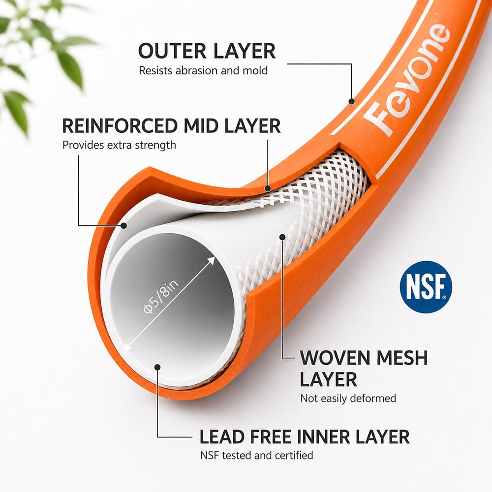 FEVONE garden hose laid out on lawn