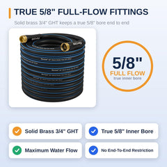FEVONE heavy-duty garden hose with solid brass connectors
