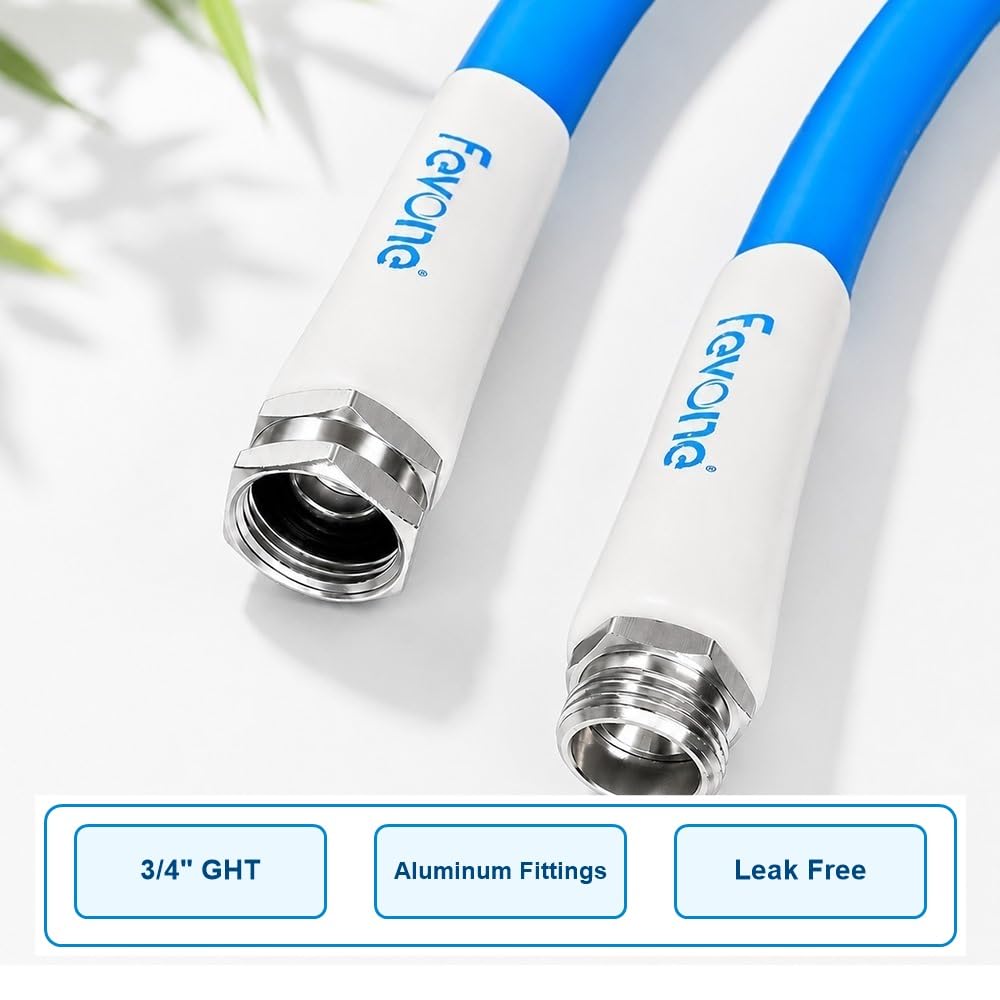 FEVONE kink-free garden hose coiled for storage