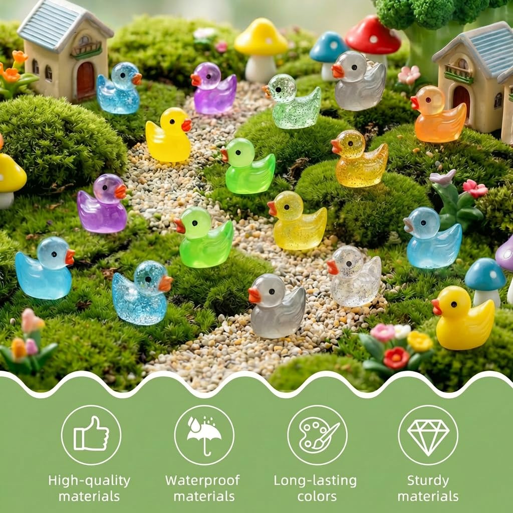FEXIA Mini Ducks in a fairy garden display
