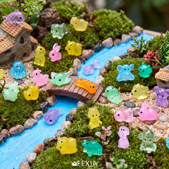 FEXIA Mini Resin Animal figurines assortment, showing glow-in-the-dark effect