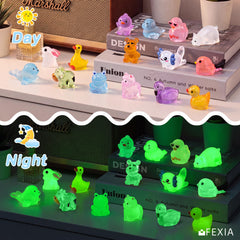 FEXIA Mini Resin Animals displayed in a fairy garden setting