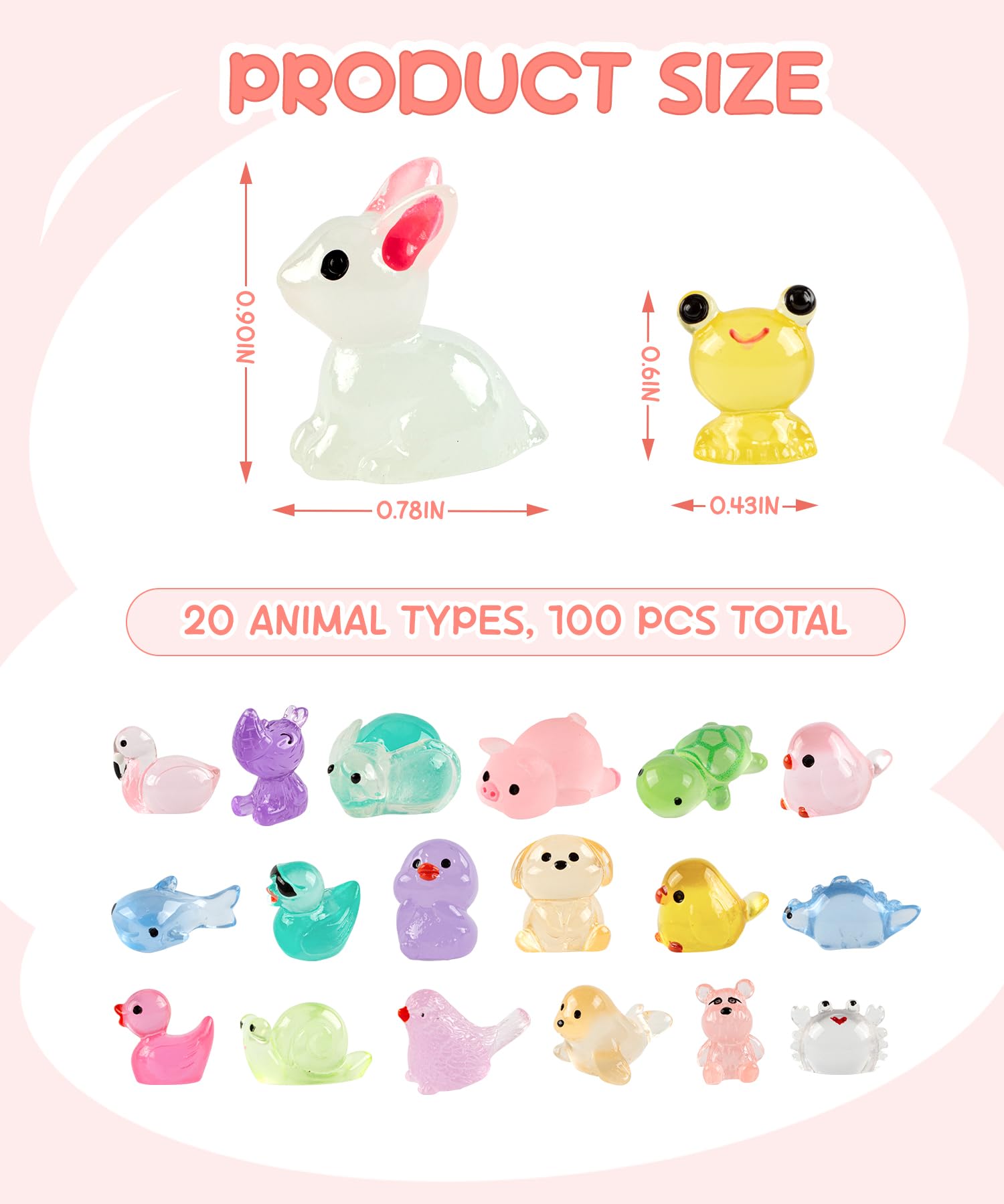 FEXIA mini resin animals glowing in the dark