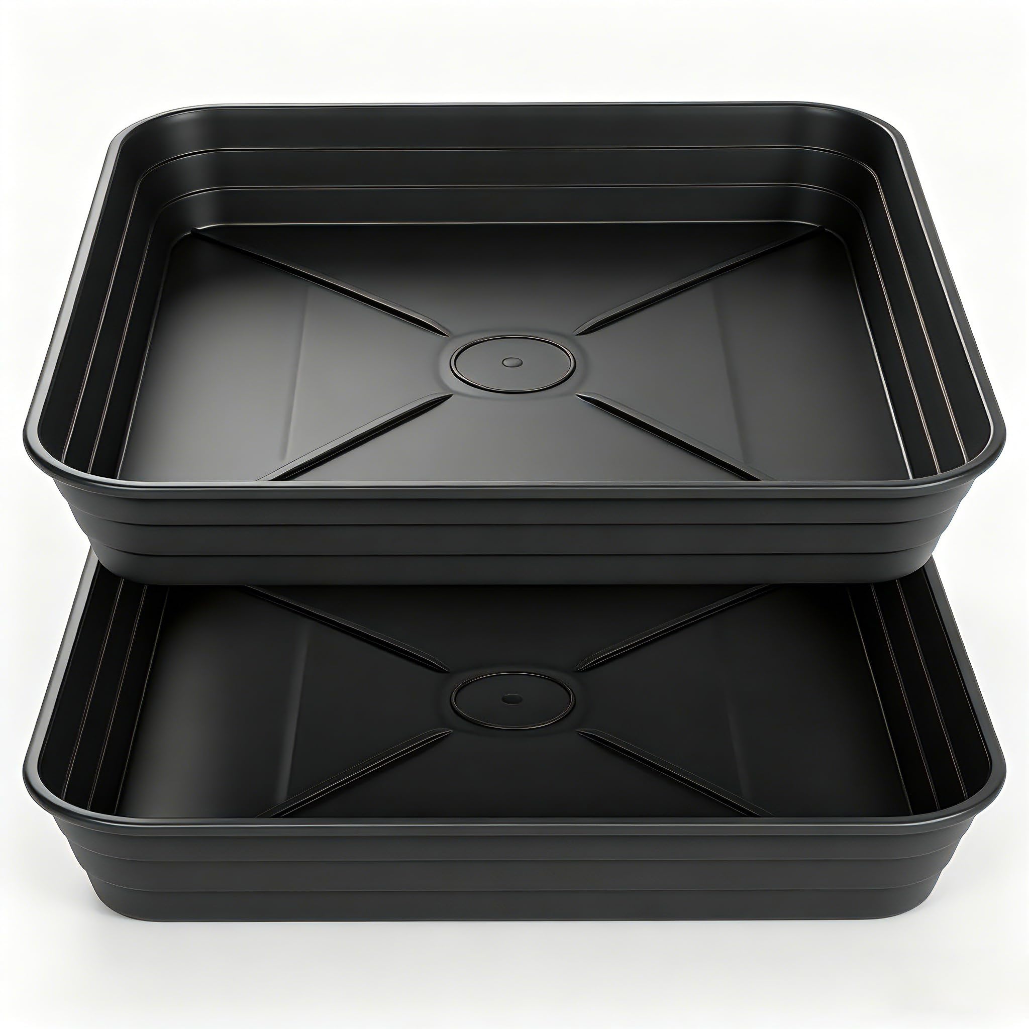 Feyvdzv 12-inch square plant saucer black front view