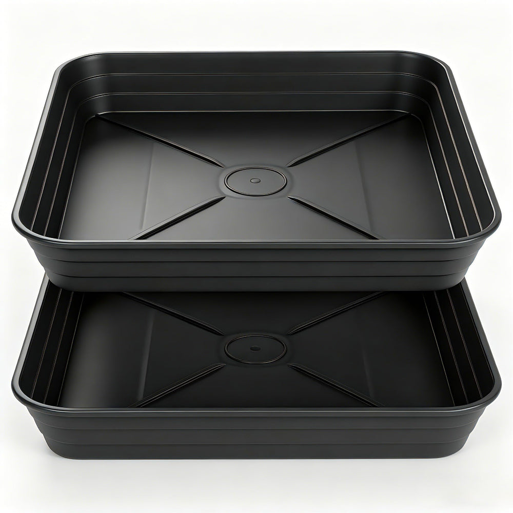 Feyvdzv 12-inch square plant saucer black front view