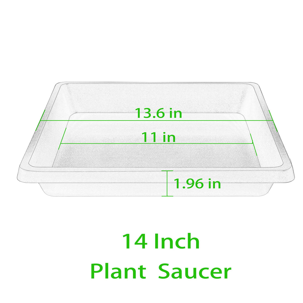 Feyvdzv 14-inch black square plant saucer side view