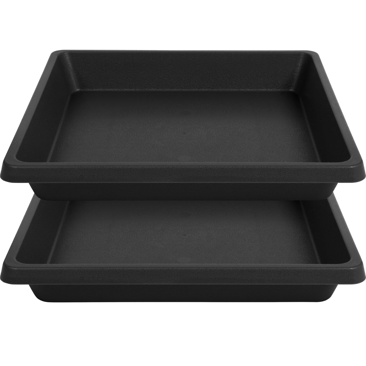Feyvdzv 16 Inch Square Plant Saucer, Black front view