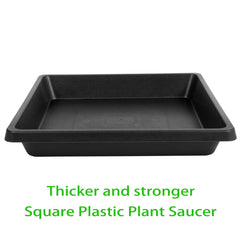 Feyvdzv 16 Inch Square Plant Saucer, outdoors on patio