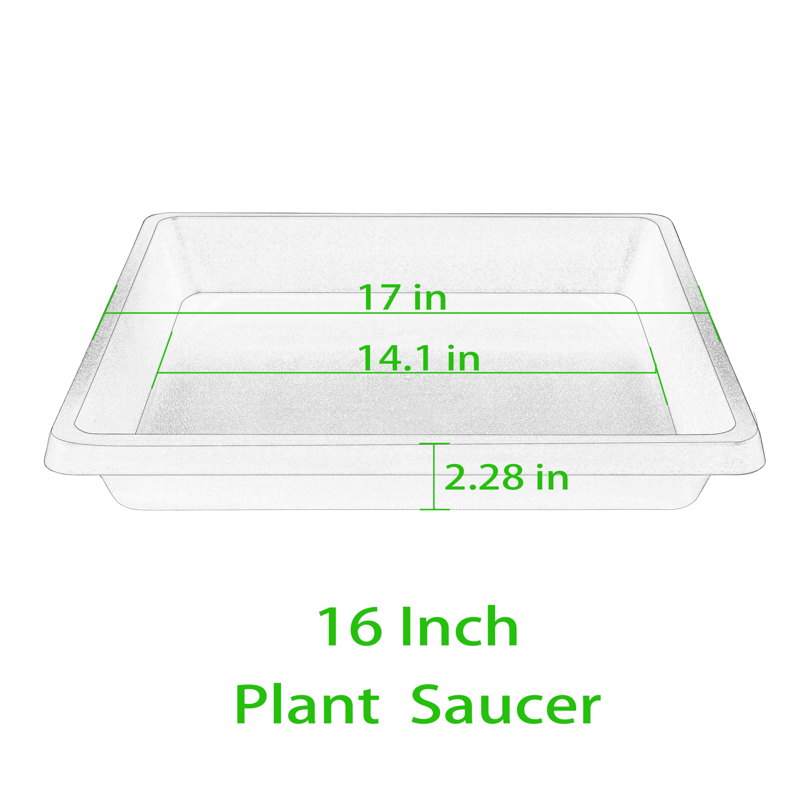Feyvdzv 16 Inch Square Plant Saucer, side view