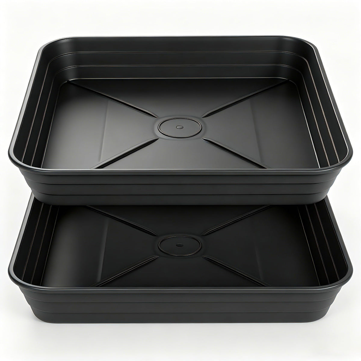 Feyvdzv 16-inch square plant saucer tray, black, front view