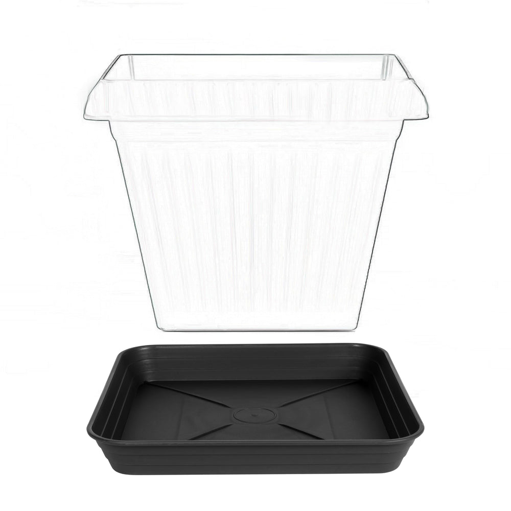 Feyvdzv 16-inch square plant saucer tray, black, in garden