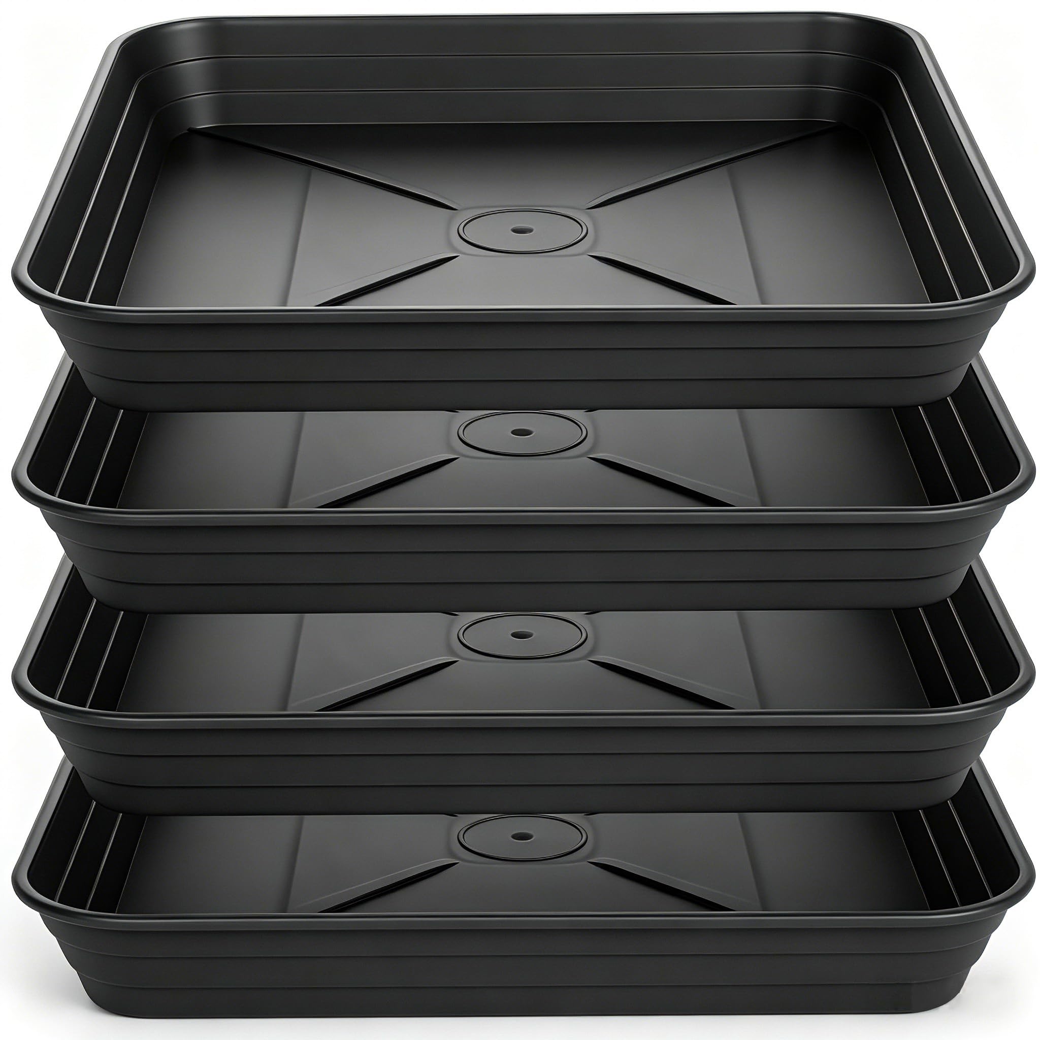 Feyvdzv 6 inch black square plant saucer tray front view