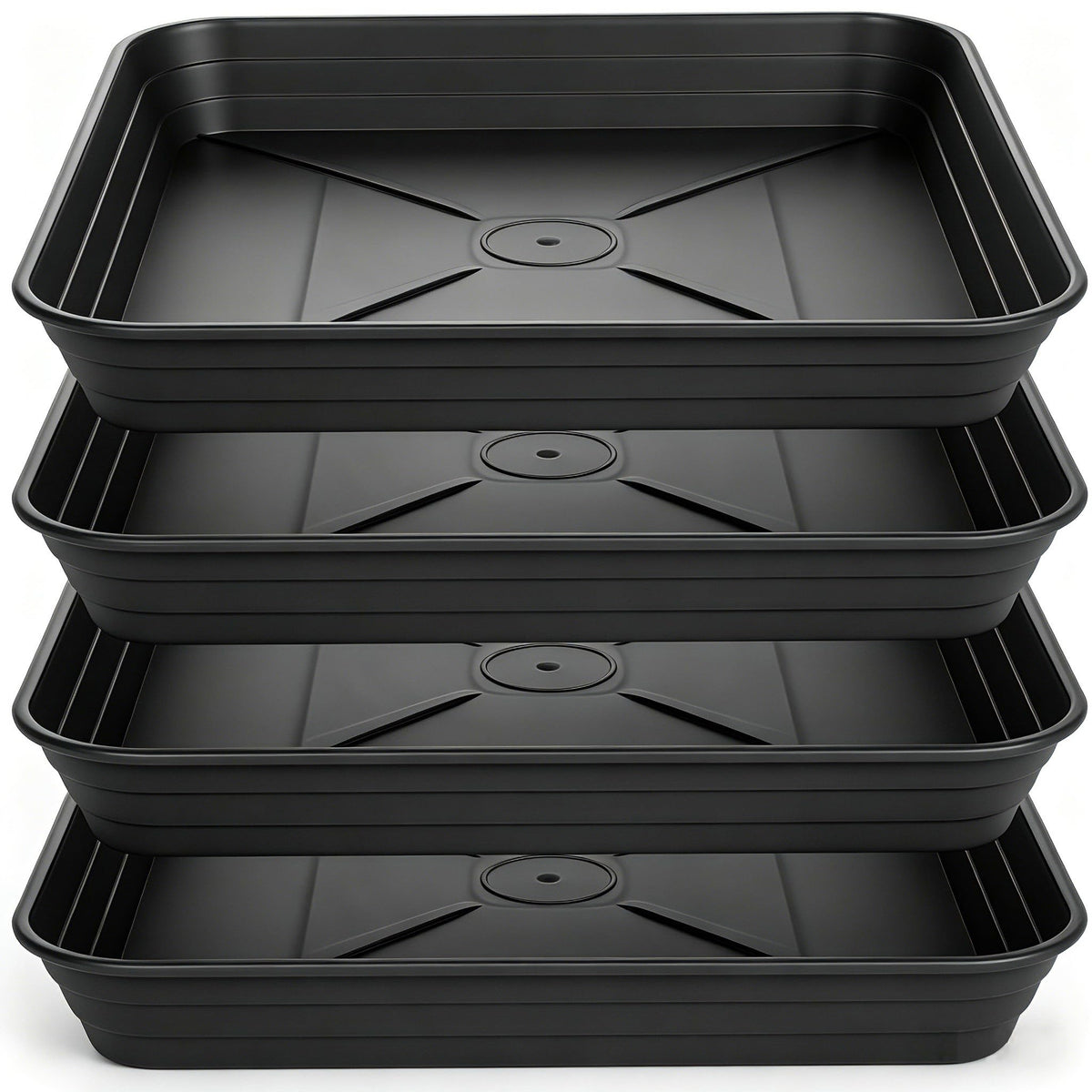 Feyvdzv 6 inch black square plant saucer tray front view