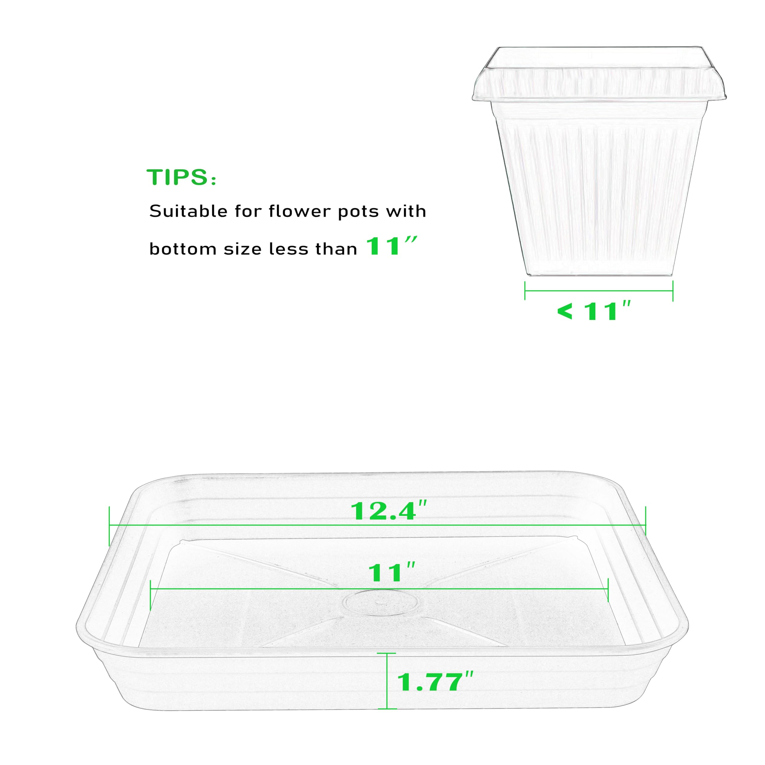 Feyvdzv pack of two 12-inch square plant saucers