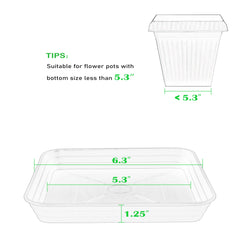 Feyvdzv square plant saucer tray showing size dimensions