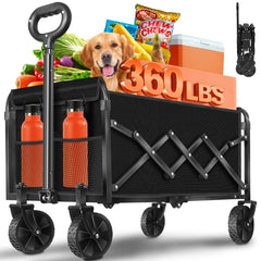 FFQ Foldable Wagon Cart in black, front view