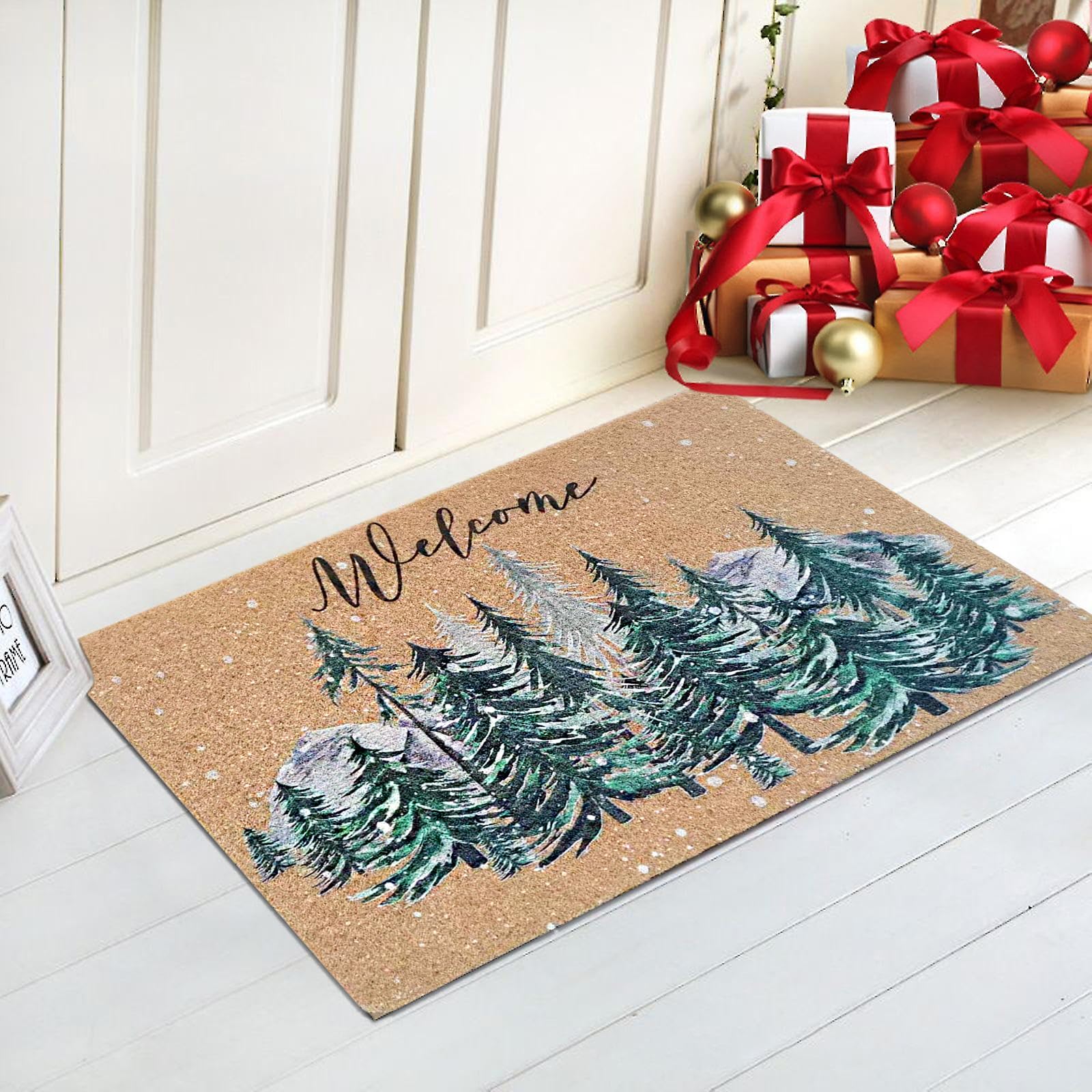 FGSS Christmas Welcome Doormat with holiday decorations