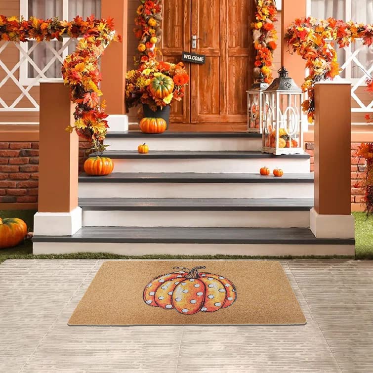FGSS Pumpkin Doormat in a garden setting