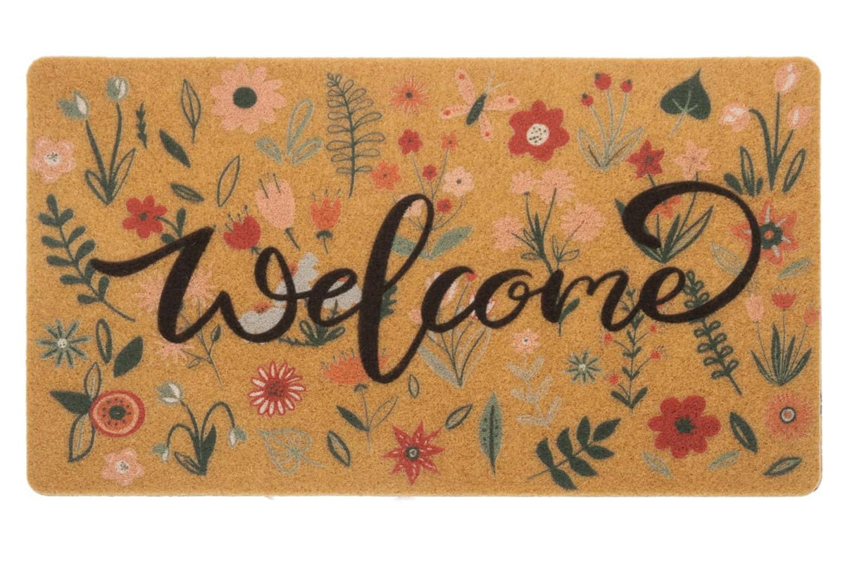 FGSS Welcome Floral Spring Doormat front view with floral design