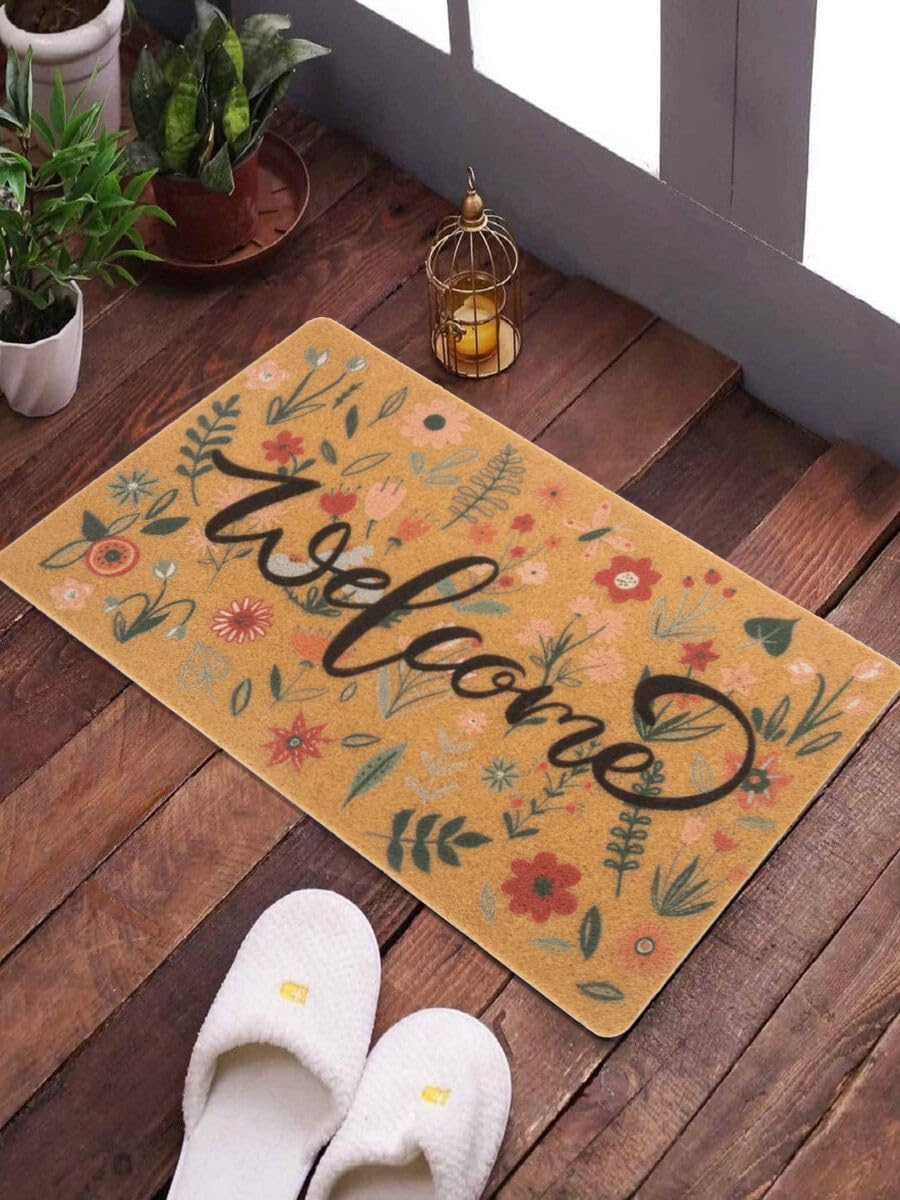 FGSS Welcome Floral Spring Doormat in a garden setting