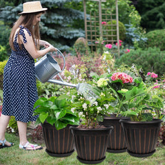 FGstyle 12 inch black planter side view showing drainage holes