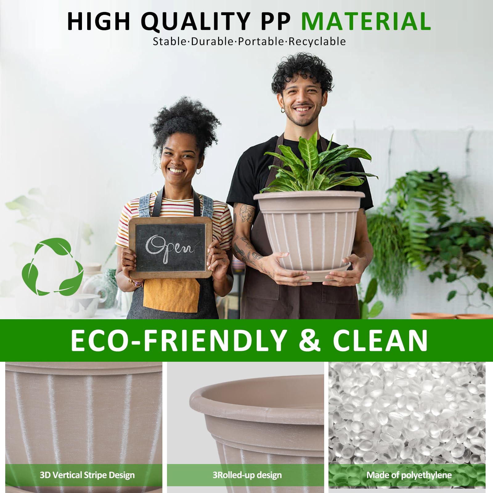 FGstyle 16-inch plant pot with saucer, side view