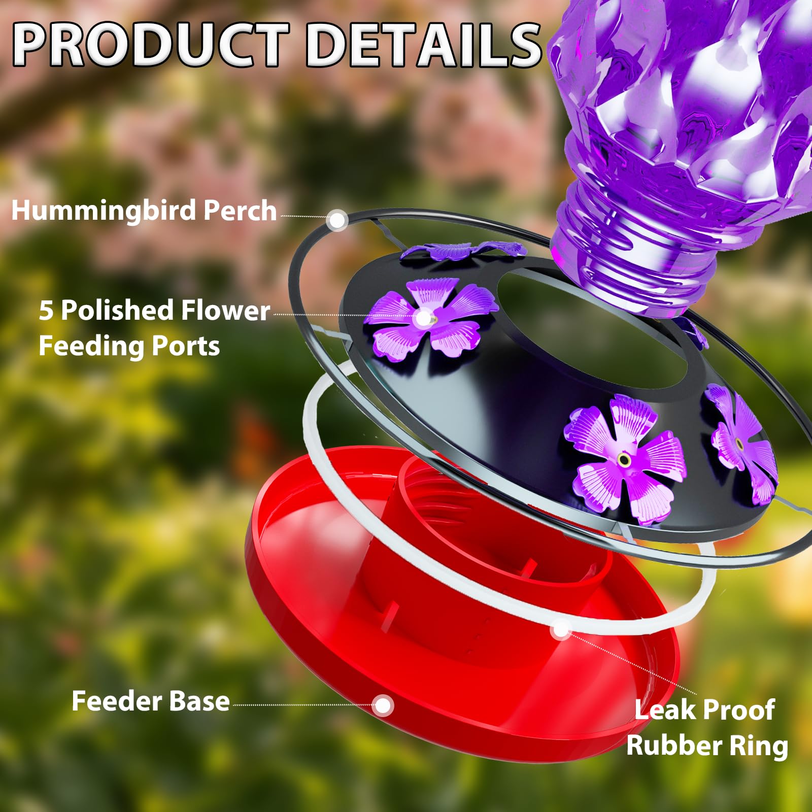 FibreDeep Glass Hummingbird Feeder with mounting kit