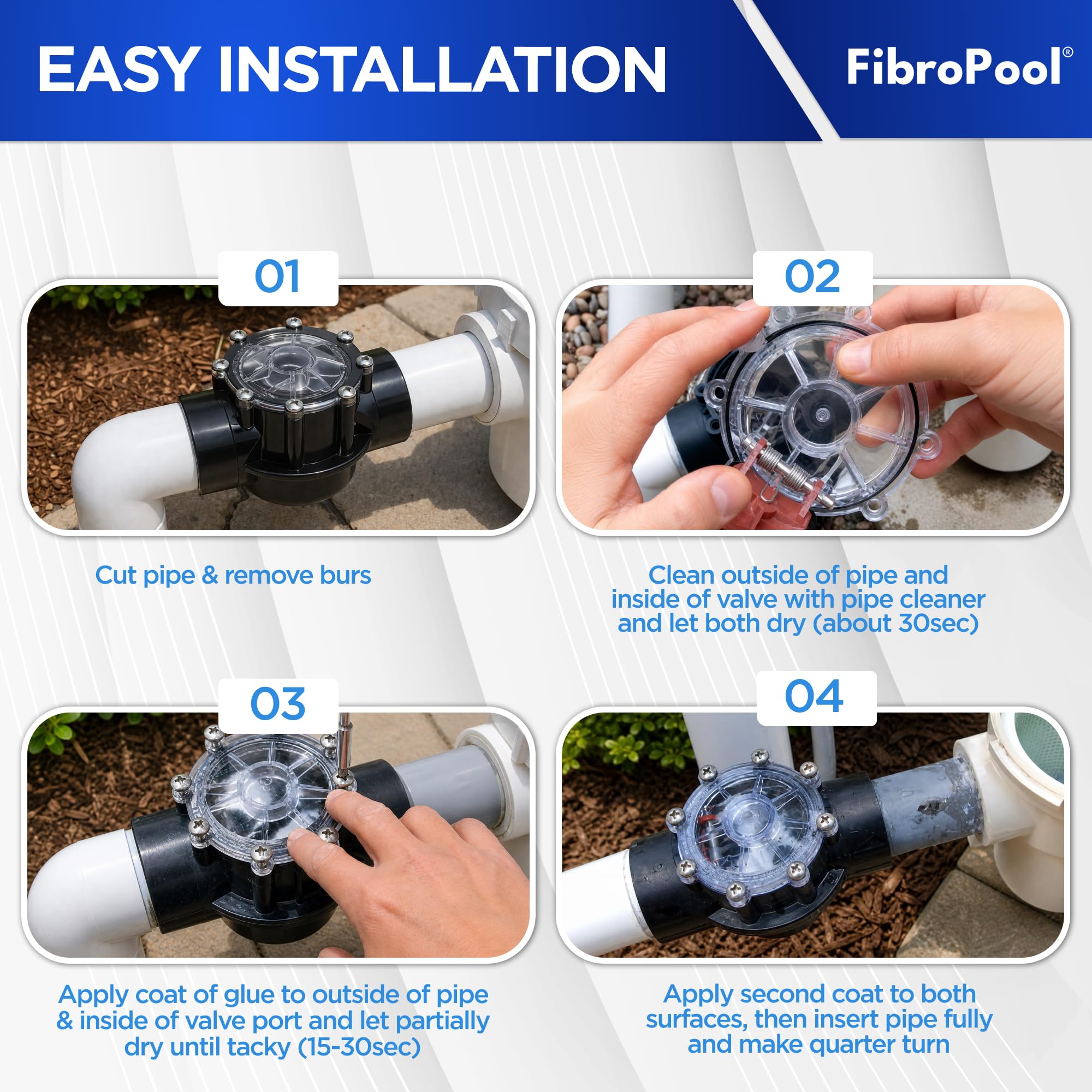 FibroPool 3-Way Diverter Valve side view showing durable construction