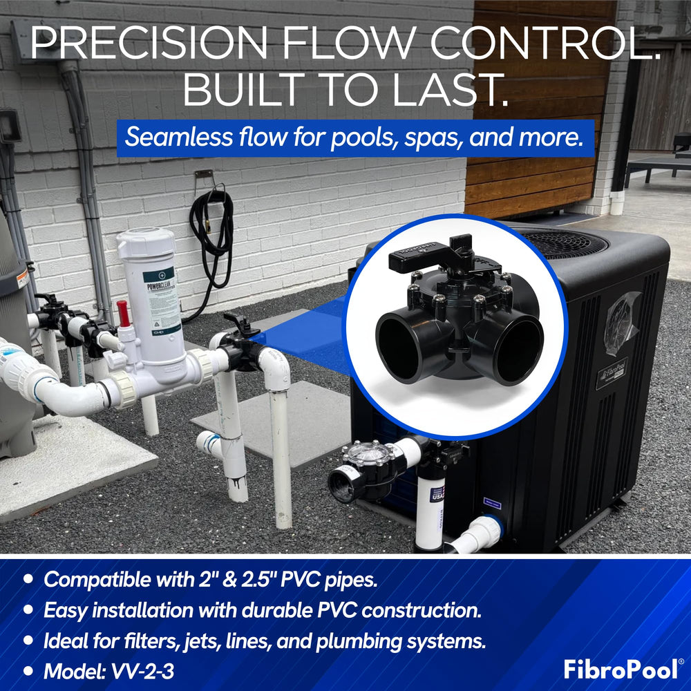 FibroPool 3-Way Pool Diverter Valve side view showing CPVC material