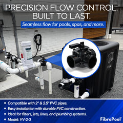 FibroPool 3-Way Pool Diverter Valve side view showing CPVC material