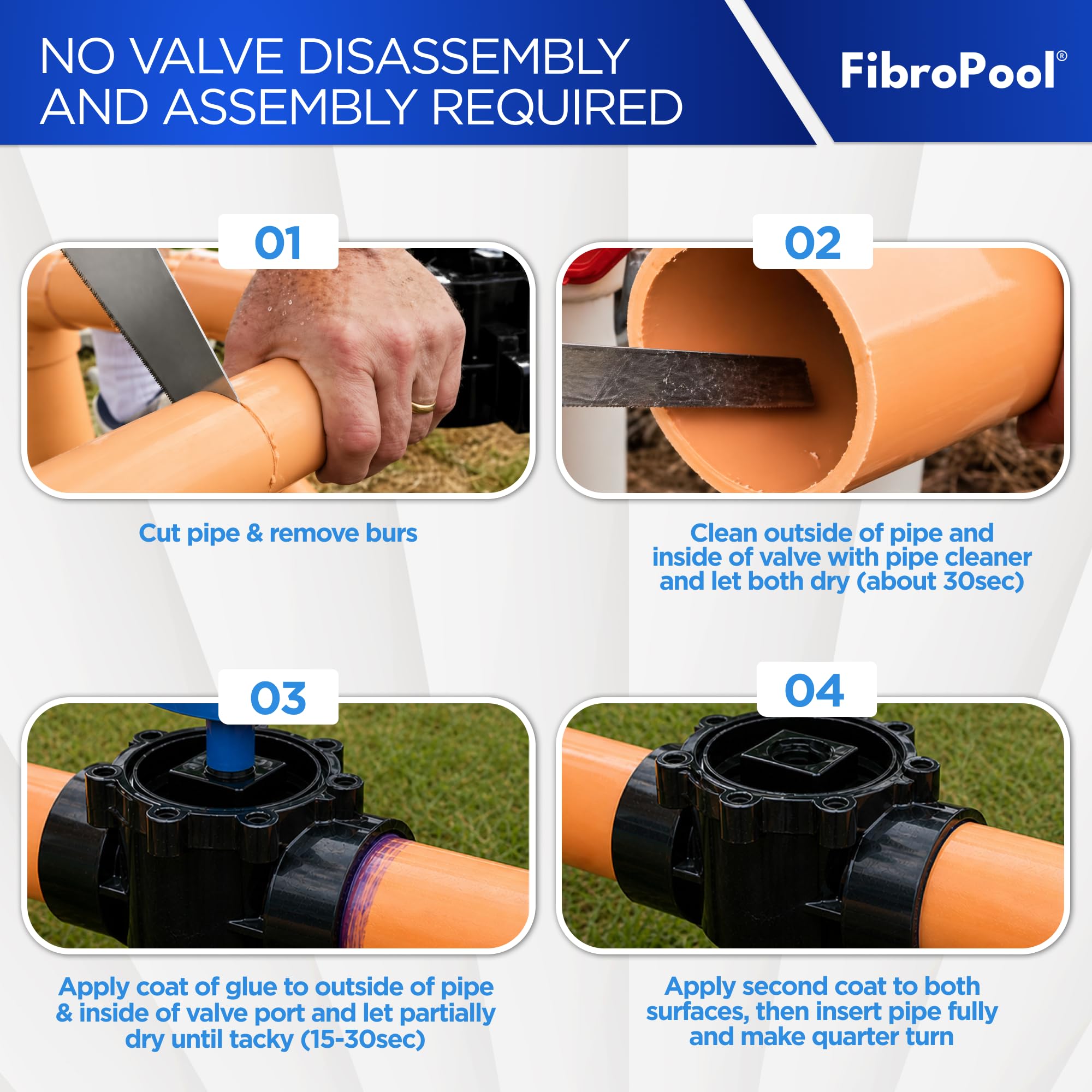 FibroPool 3-Way Valve showcasing durable CPVC construction