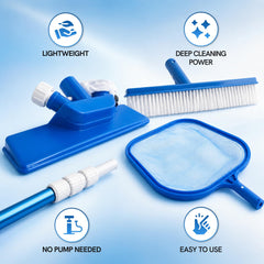 FibroPool 7-Piece Pool Kit leaf skimmer and vacuum head
