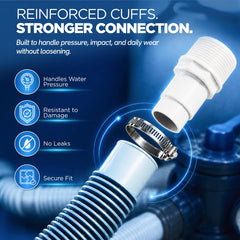 FibroPool clamps and adapters included in the filter hose kit