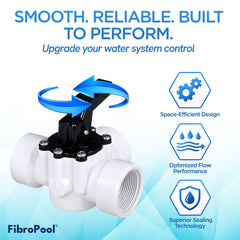 FibroPool diverter valve with removable cover for maintenance
