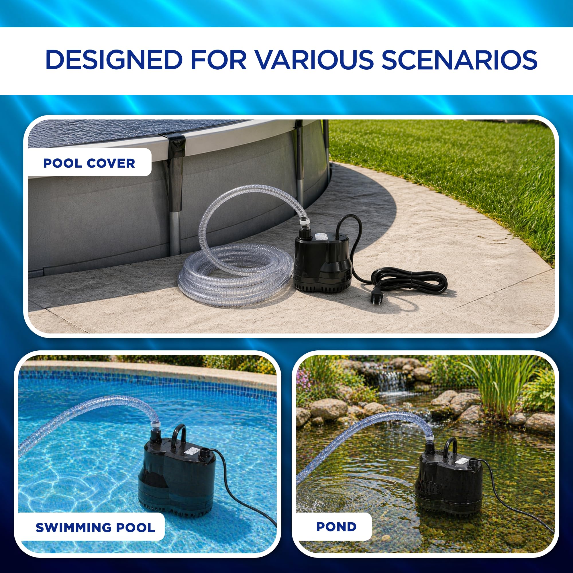 FibroPool Pool Cover Pump hose kit included